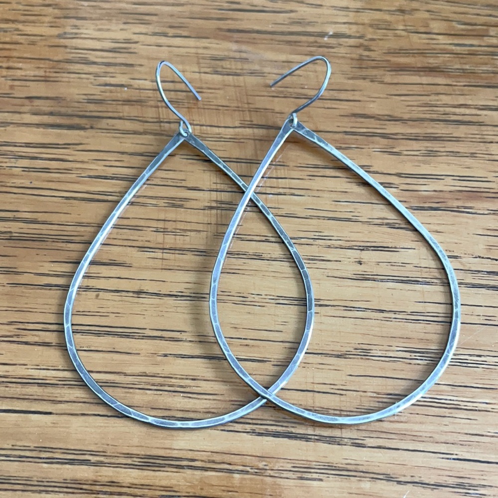 Sterling silver hammered 2” earrings